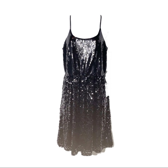EXPRESS Black Sequin Dress with Adjustable Straps M NWT - Picture 6 of 10